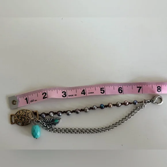 Lucky Brand Charm Bracelet – Silver Feather, Turquoise & Rhinestones - Picture 5 of 5
